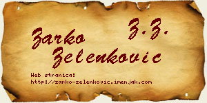 Žarko Zelenković vizit kartica